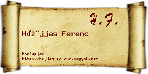 Héjjas Ferenc névjegykártya